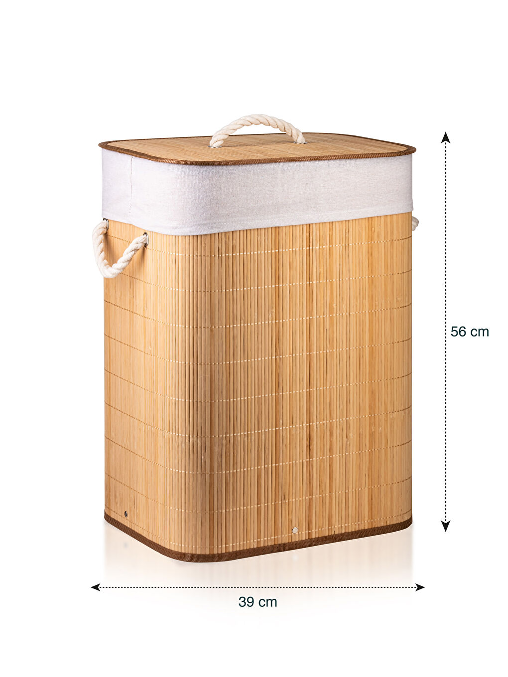 Kahverengi Bambu Çamaşır Sepeti 39x29x56 cm-5