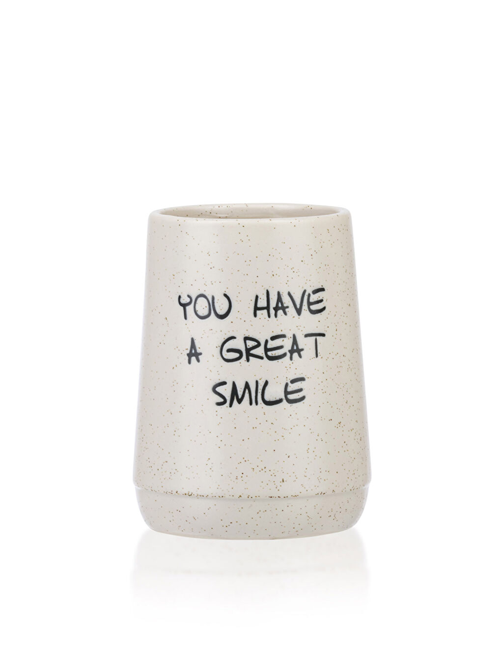 LCW HOME Zahnbürstenhalter aus Keramik mit Slogan-Druck 8x10 cm -S33504Z8-LQB