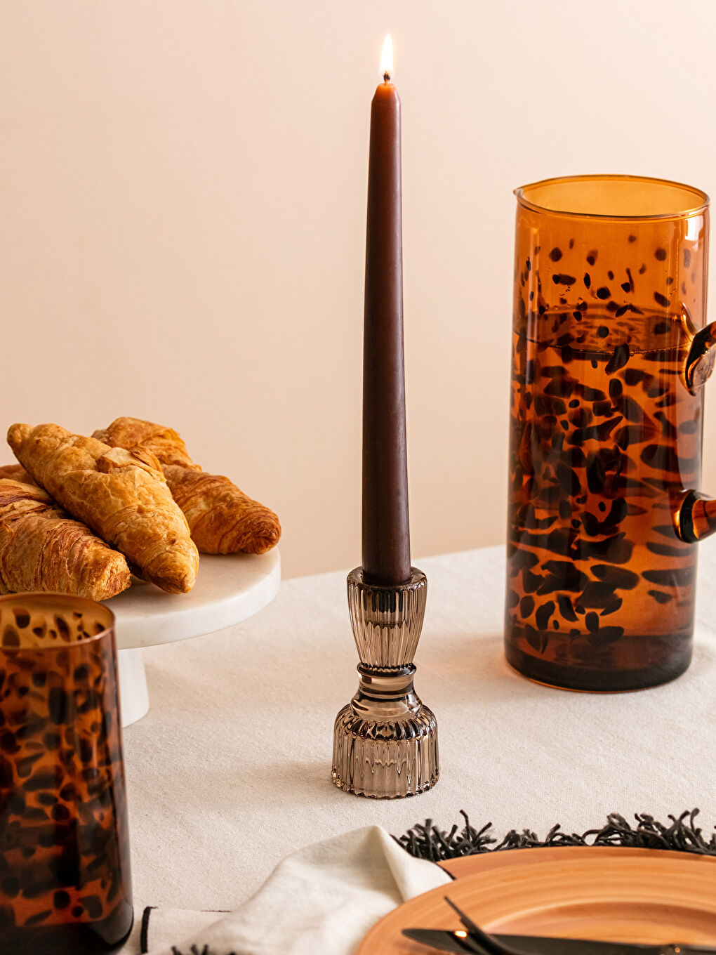 Kahverengi Cam Şamdan 5x10 cm