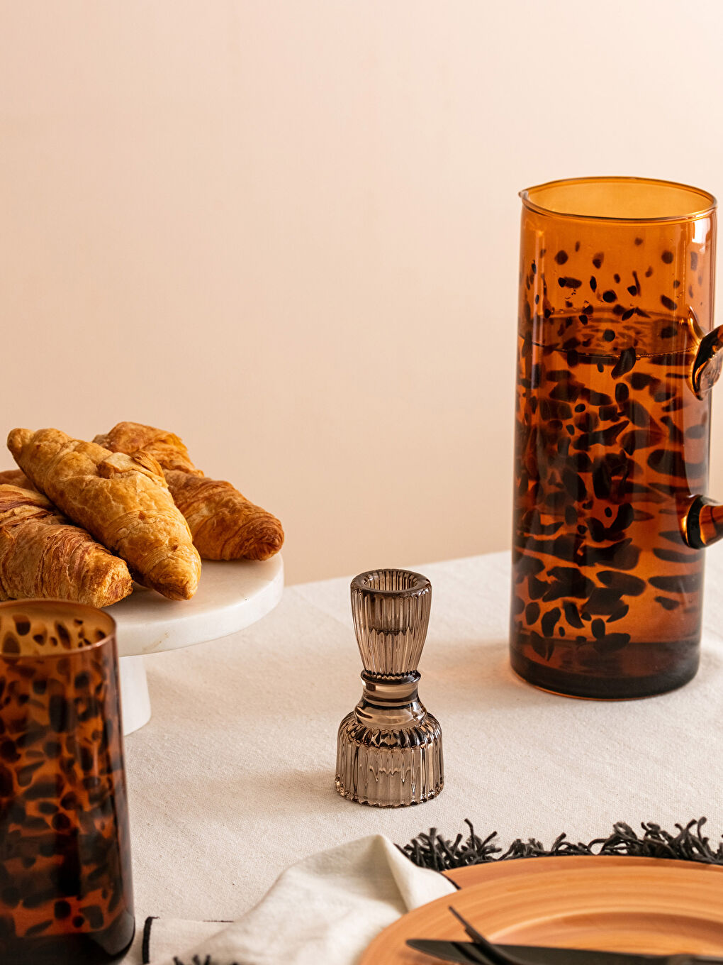 Kahverengi Cam Şamdan 5x10 cm-1