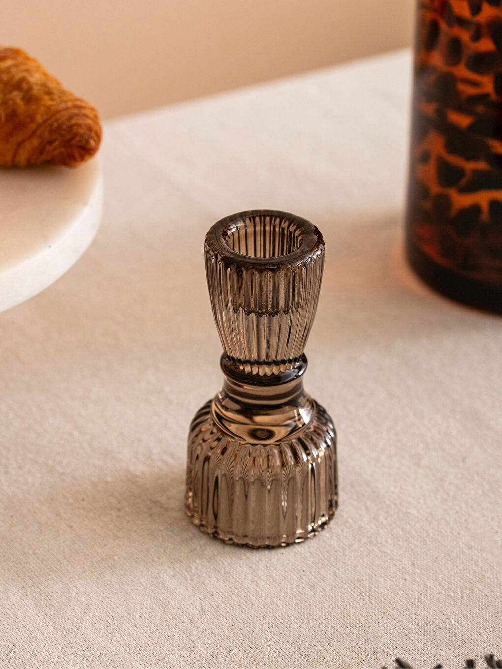 Kahverengi Cam Şamdan 5x10 cm-2