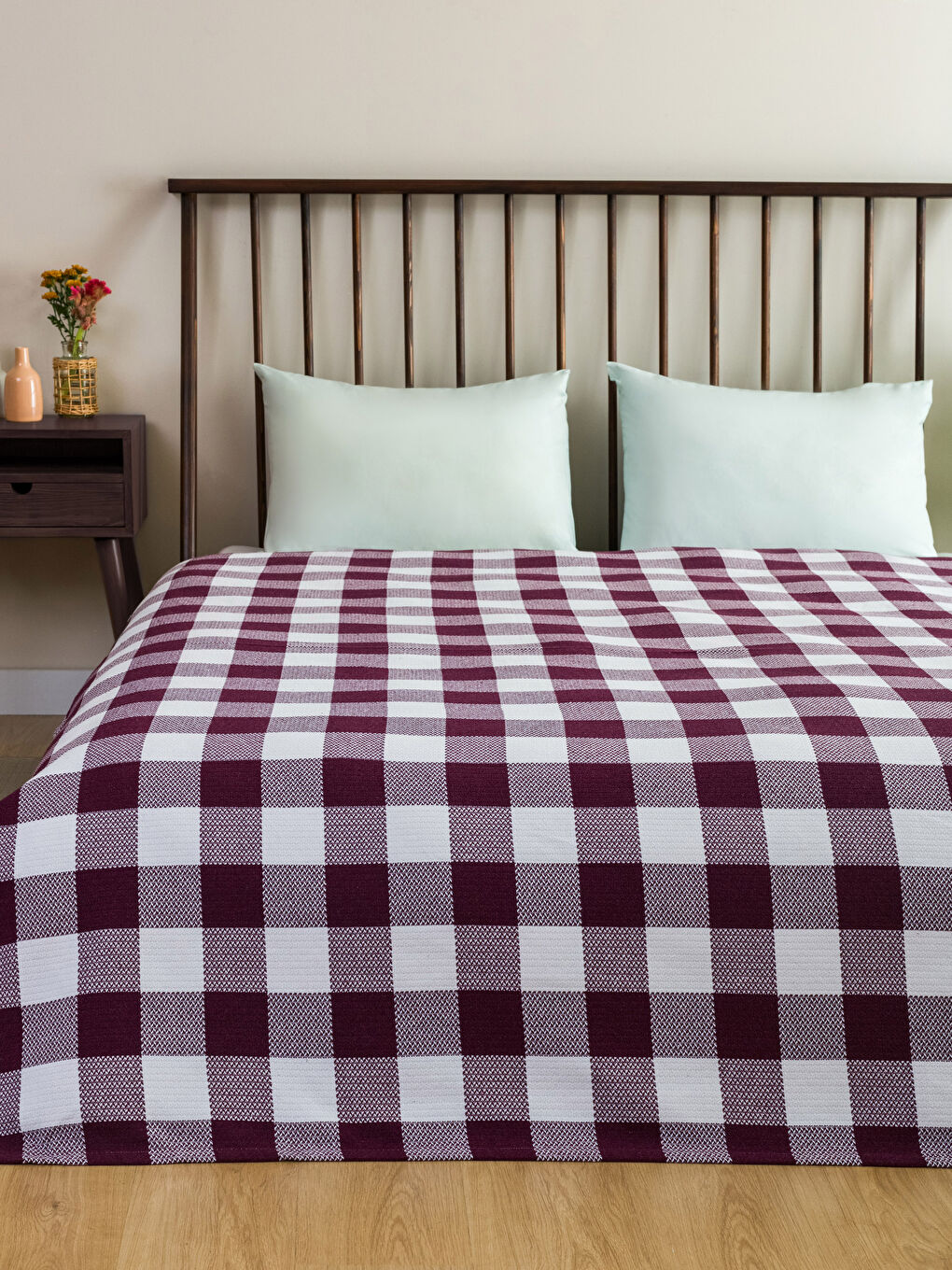 LCW HOME Karierte Doppel-Piqué-Tagesdecke 200x220 Cm -S2O140Z8-CZT