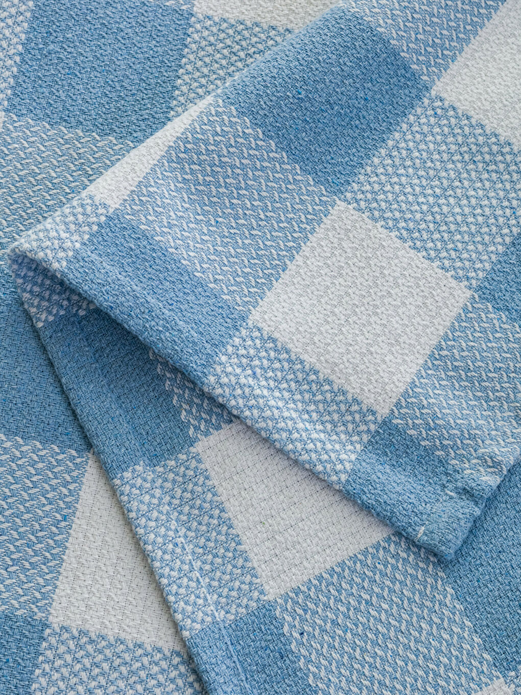 Mavi Ekose Desenli Çift Kişilik Pike 200x220 cm-3