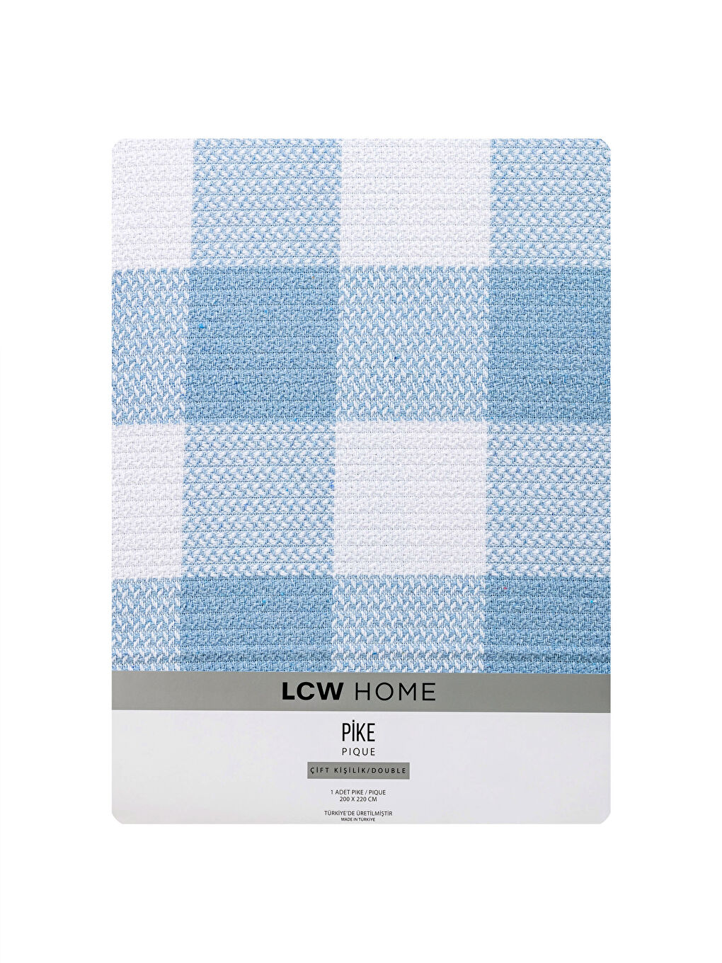 Mavi Ekose Desenli Çift Kişilik Pike 200x220 cm-4