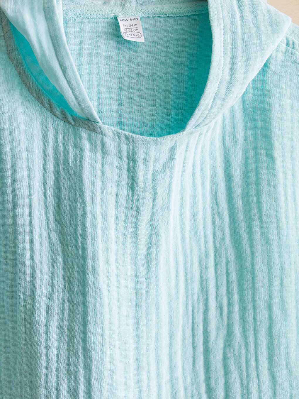 Turkuaz Kapüşonlu Basic Erkek Bebek Panço-2