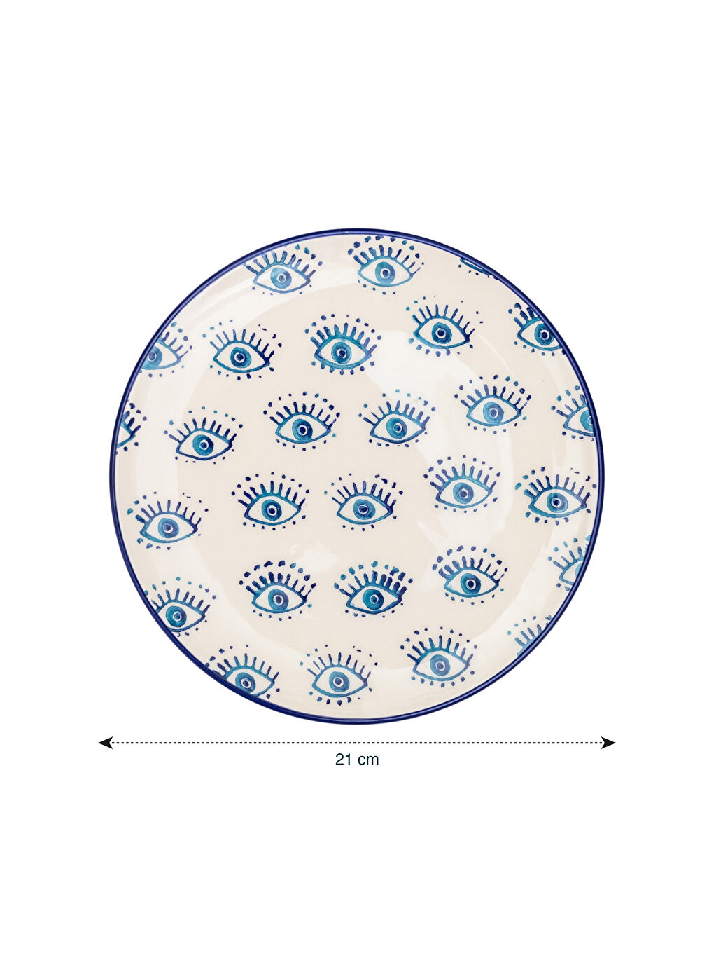 Mavi Göz Baskılı Seramik Tabak 21 cm-3