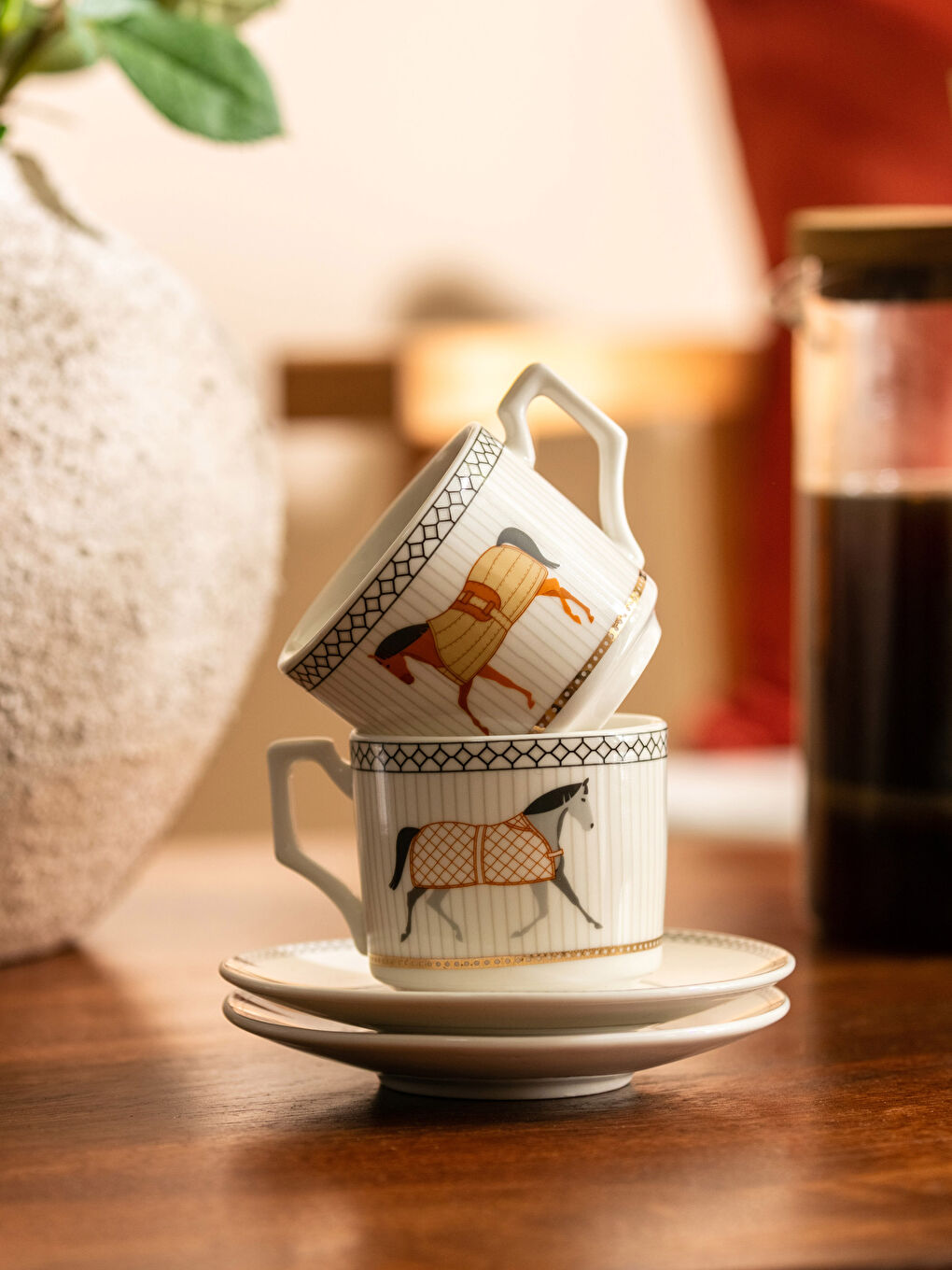 Printed Porcelain Turkish Coffee Cup of 2 -S3AH84Z8-F9C