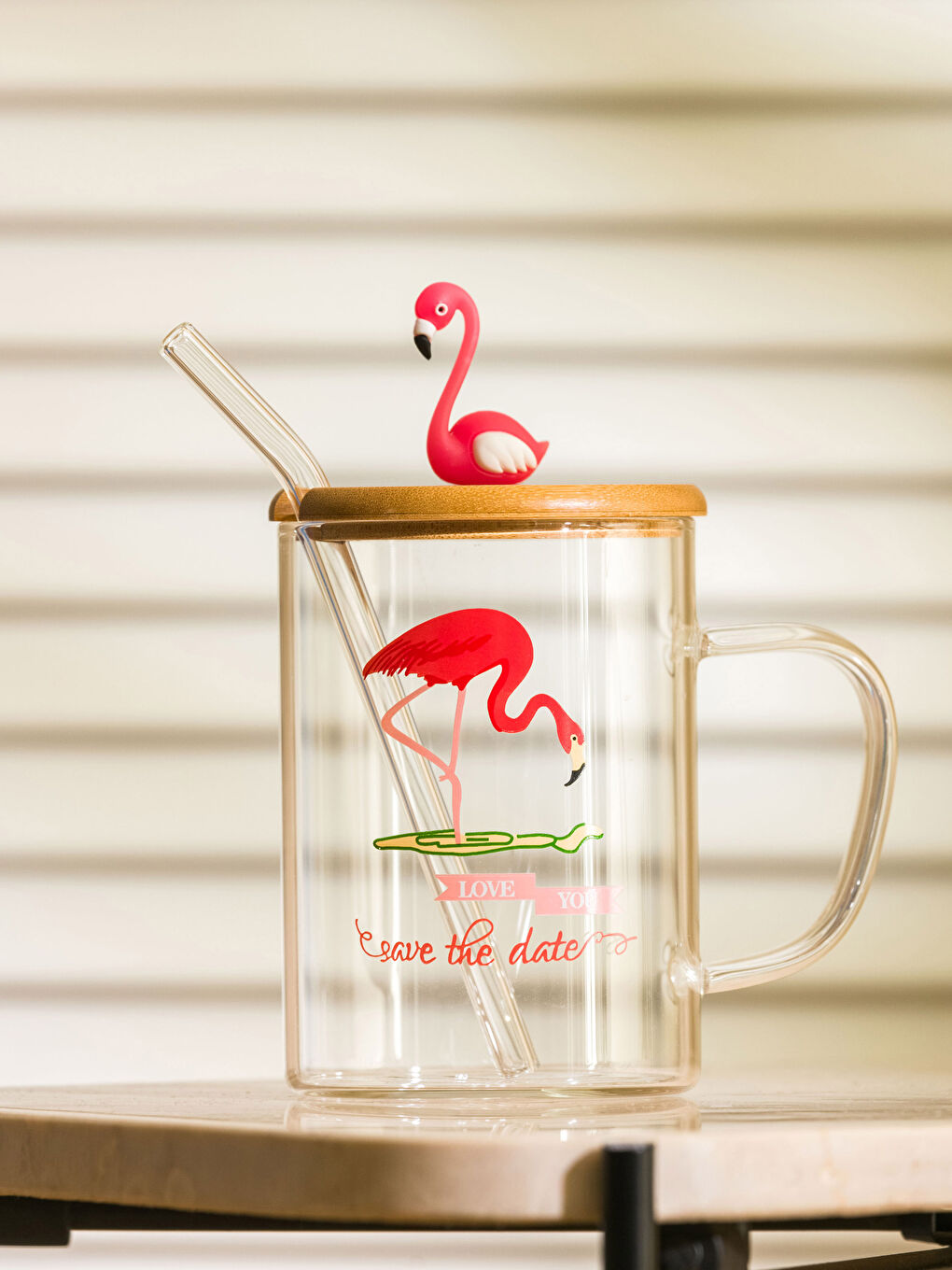 Flamingo Printed Straw Cup 450 Ml
