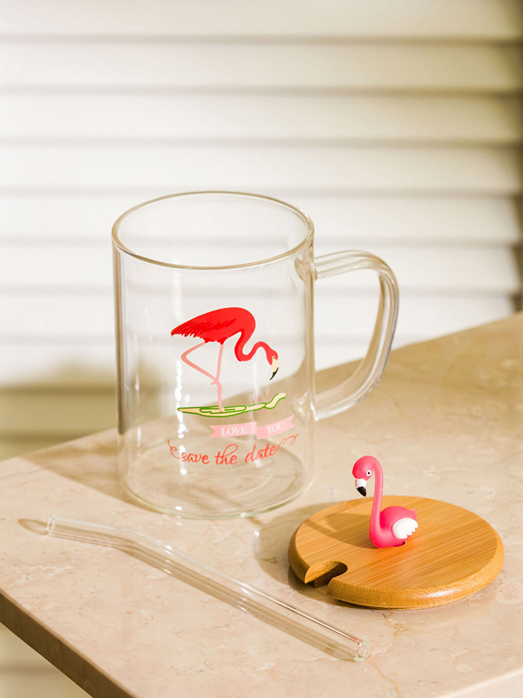 Flamingo Printed Straw Cup 450 Ml-1