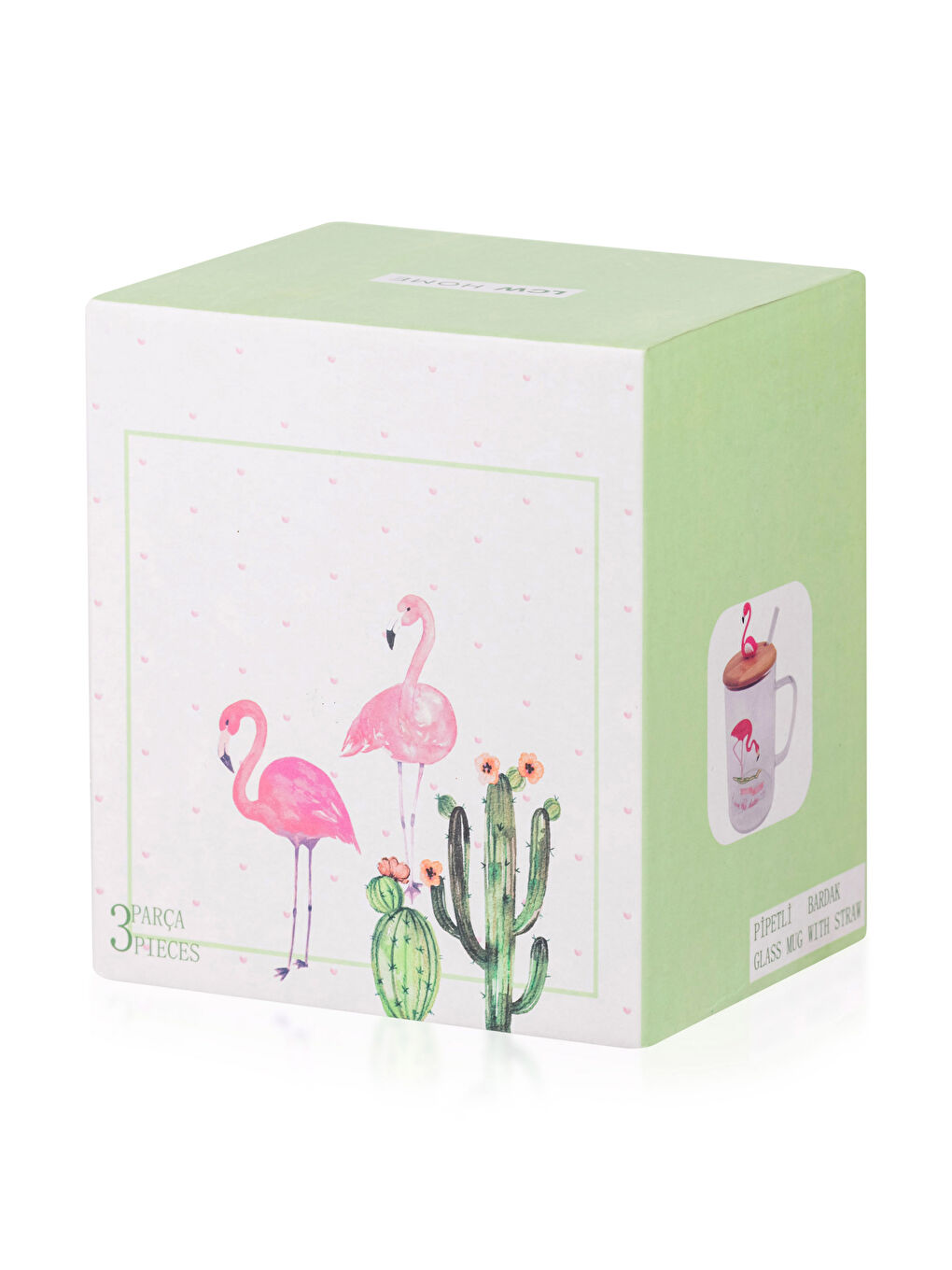 Flamingo Printed Straw Cup 450 Ml-3