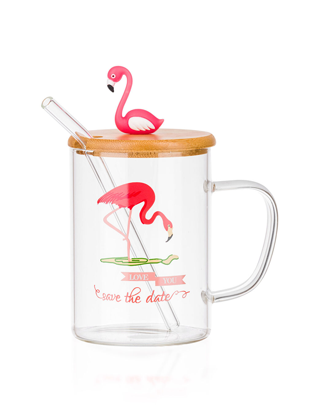 Flamingo Printed Straw Cup 450 Ml-4