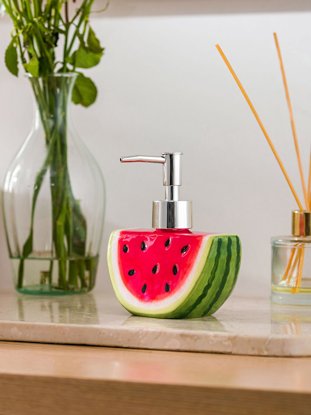 Watermelon Printed Ceramic Liquid Soap Dispenser 10x15 Cm