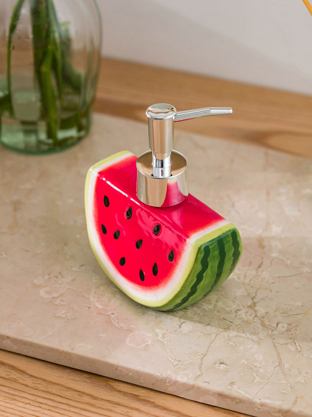 Watermelon Printed Ceramic Liquid Soap Dispenser 10x15 Cm-1