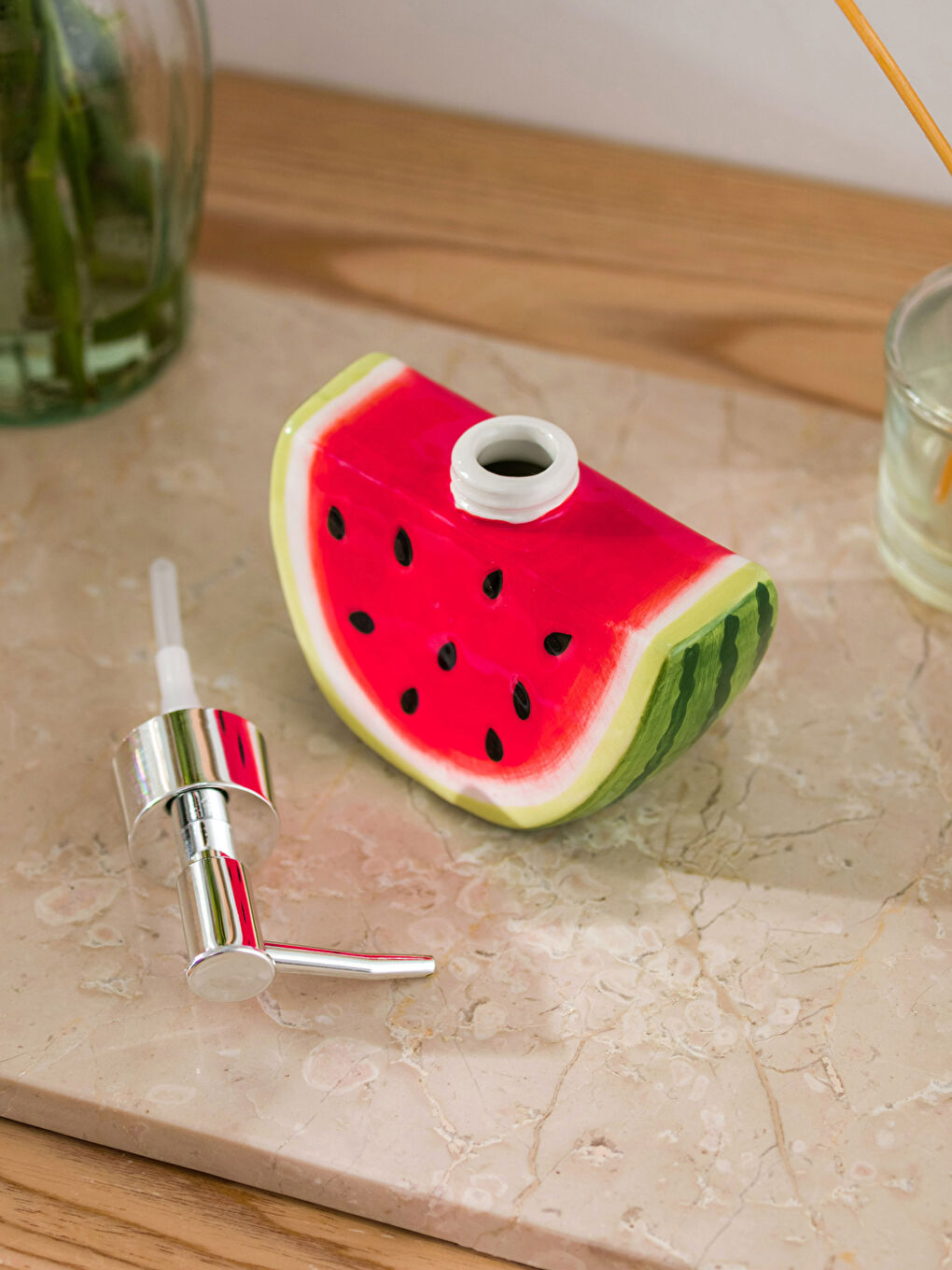 Watermelon Printed Ceramic Liquid Soap Dispenser 10x15 Cm-2
