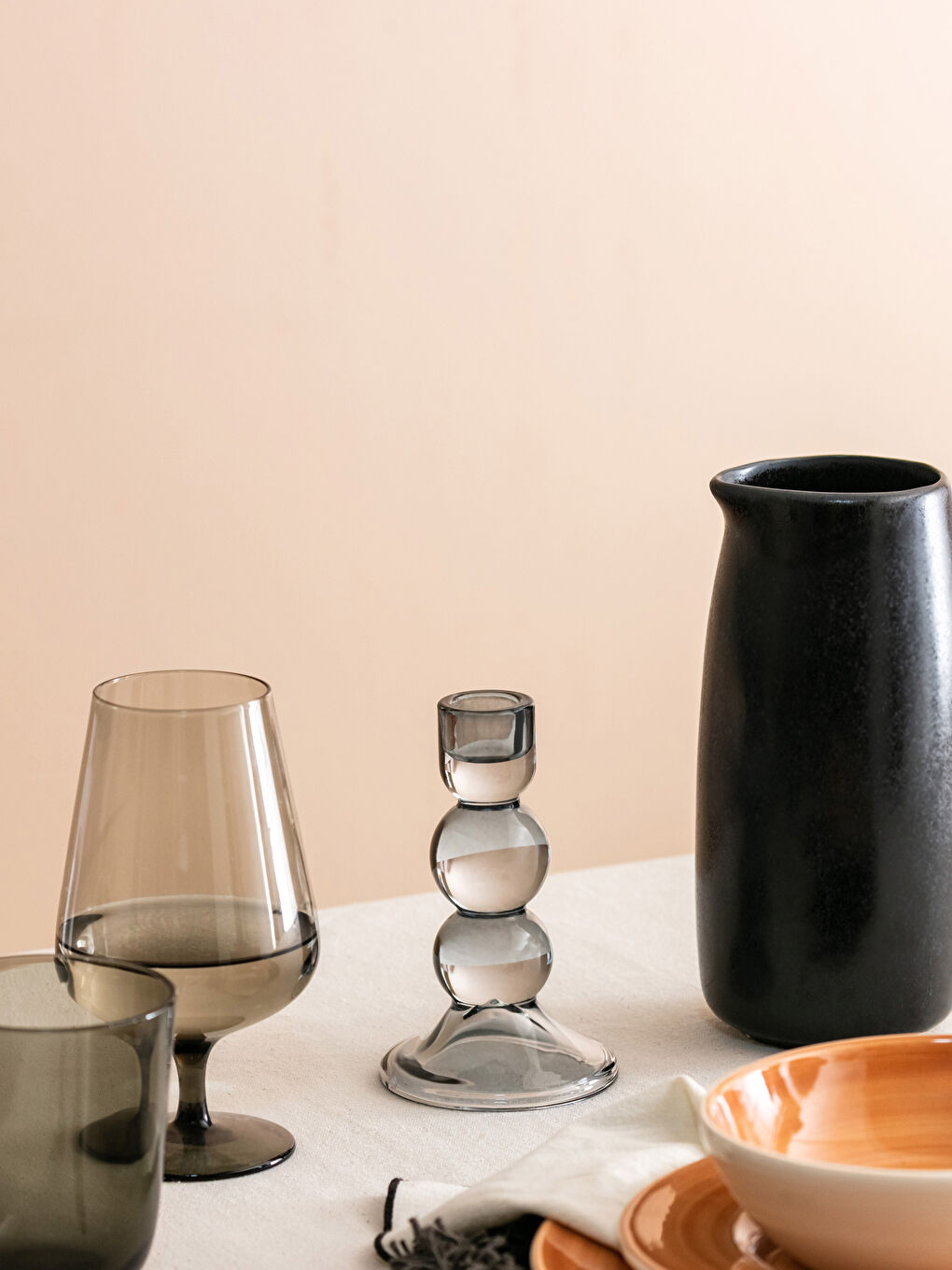 Gri Cam Şamdan 7x15 cm-1