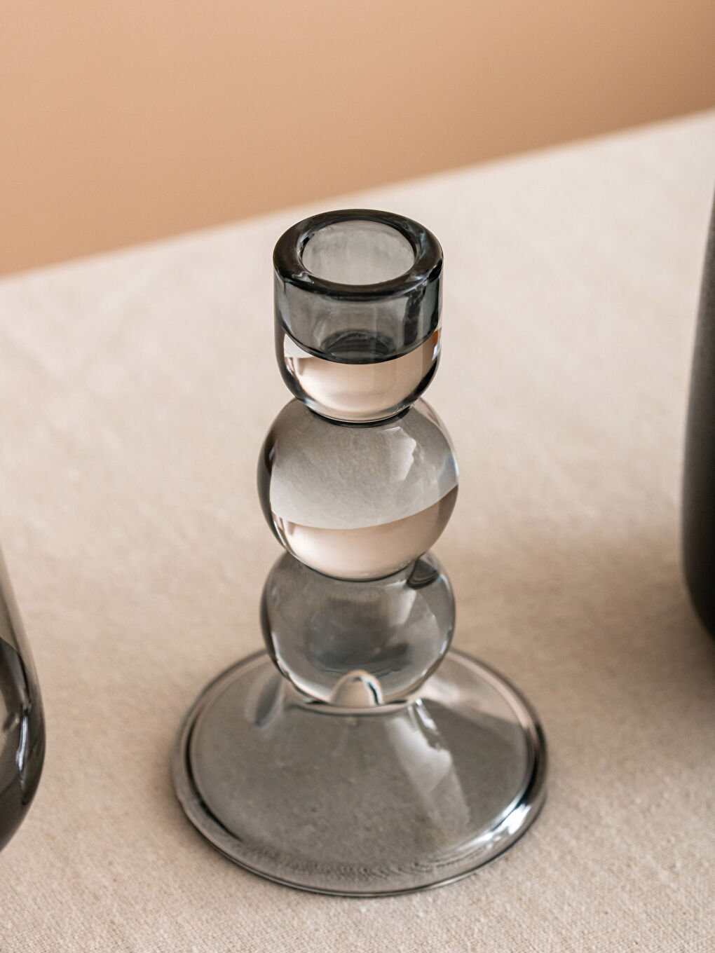 Gri Cam Şamdan 7x15 cm-2