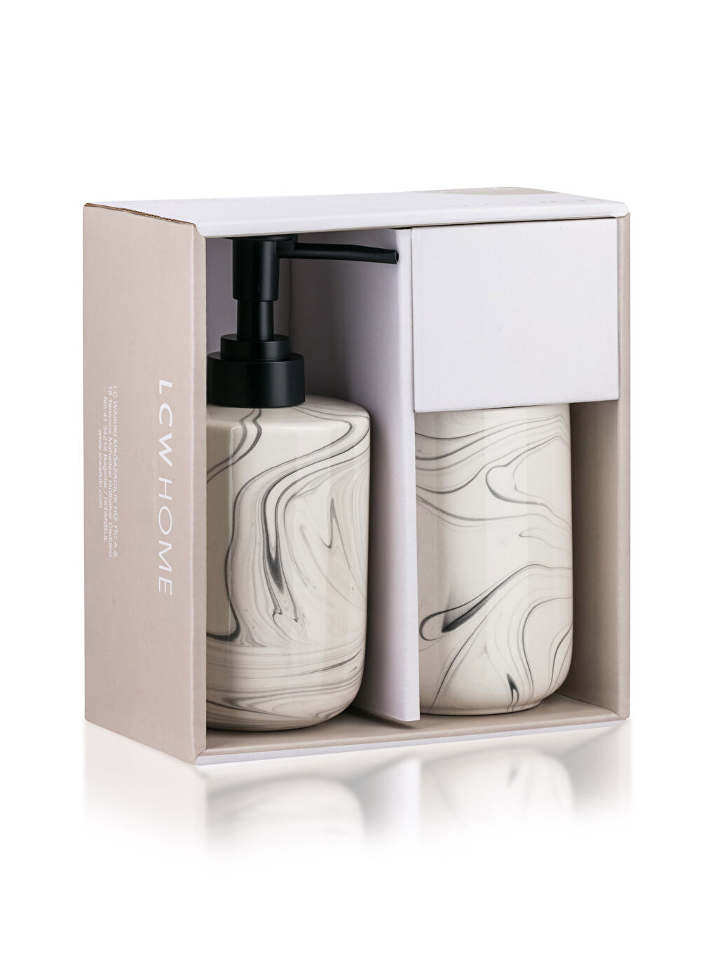 Gri Seramik Sıvı Sabunluk ve Diş Fırçalık-3