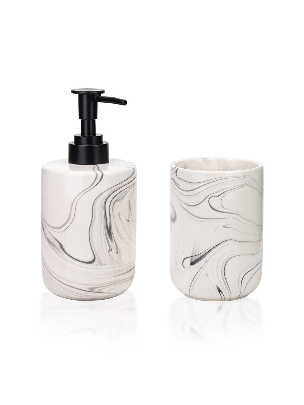 Gri Seramik Sıvı Sabunluk ve Diş Fırçalık-4