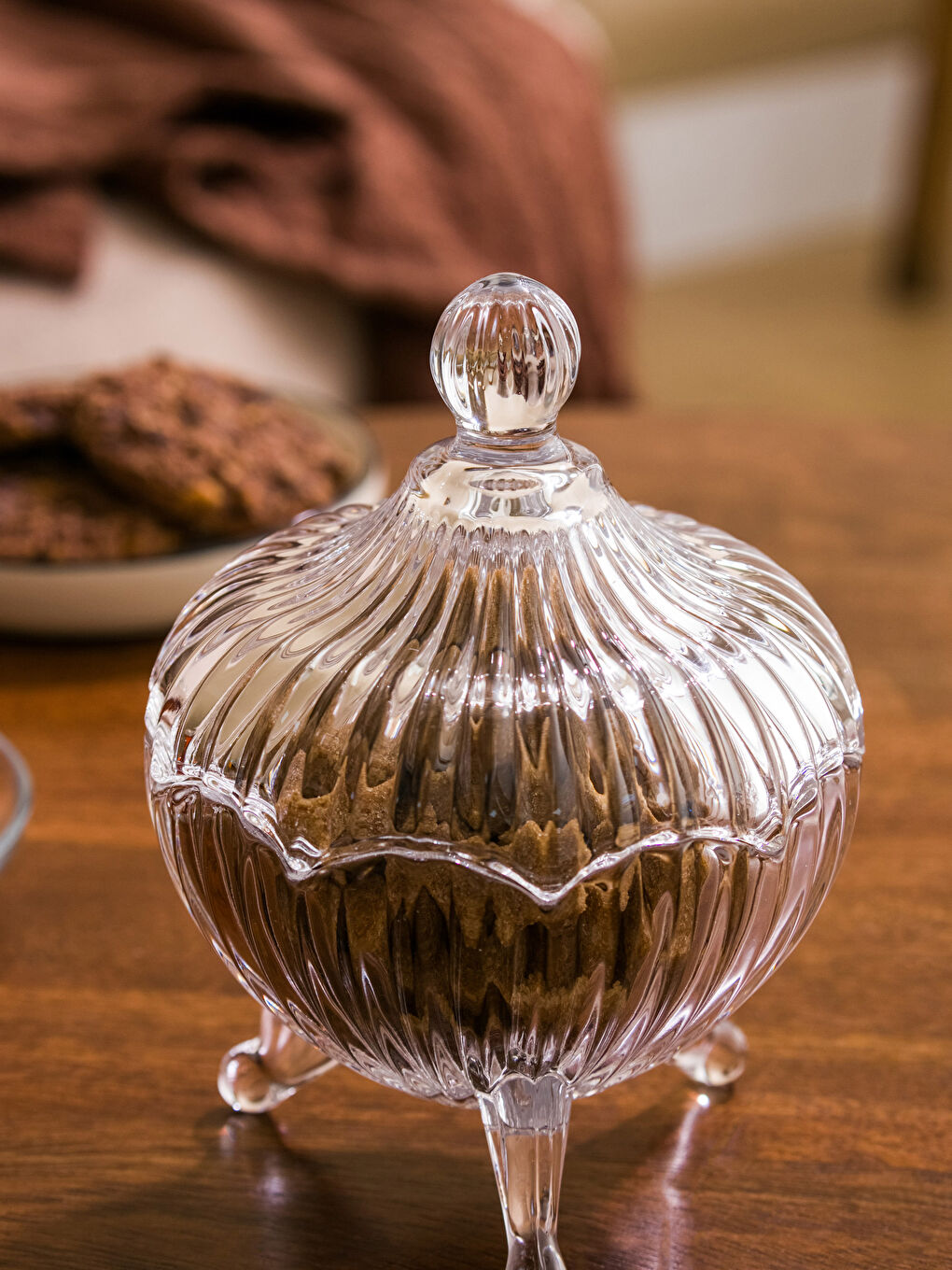 Renksiz Ayaklı Cam Şekerlik 11x15 cm-3