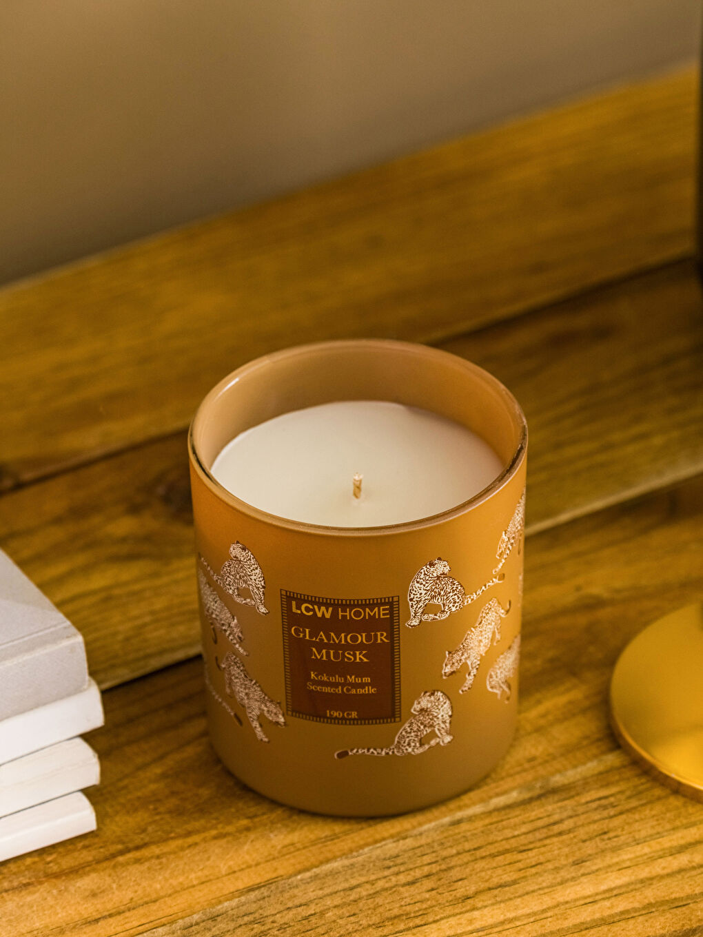 Kahverengi Kapaklı Kokulu Dekoratif Bardak Mum 190 g-3