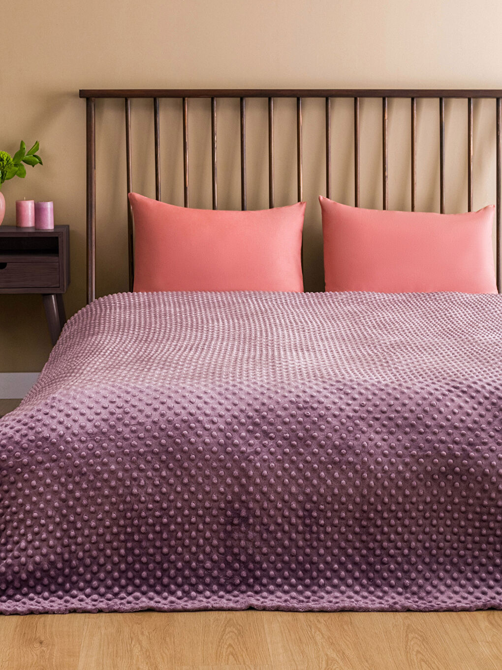 LCW HOME Doppelte Übergroße Welsoft-Decke mit Knospenmuster 220x240 cm -S3CF07Z8-JH9