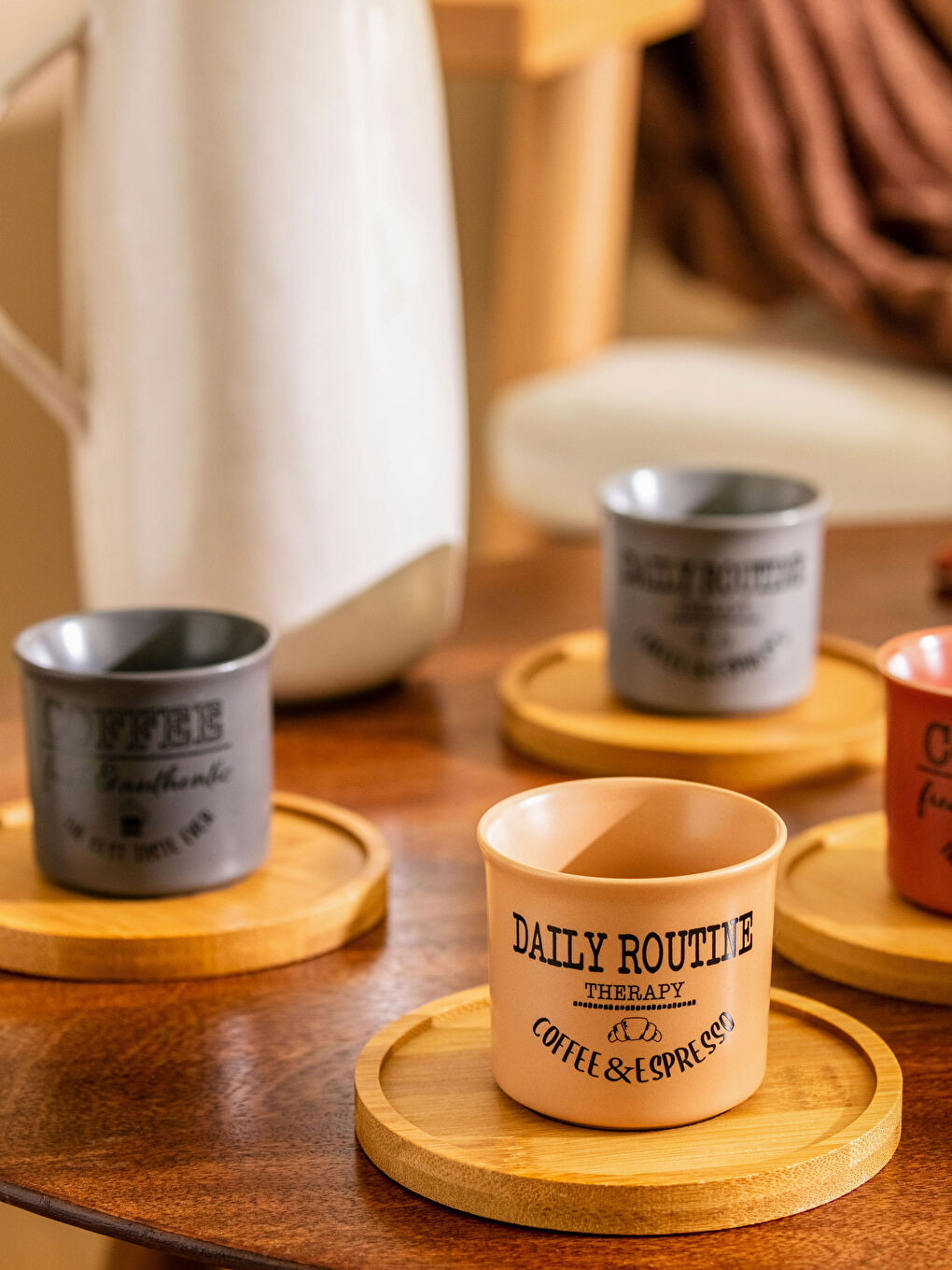 Принтті фарфор кофе шыныаяқ жинағы 6 дана-2