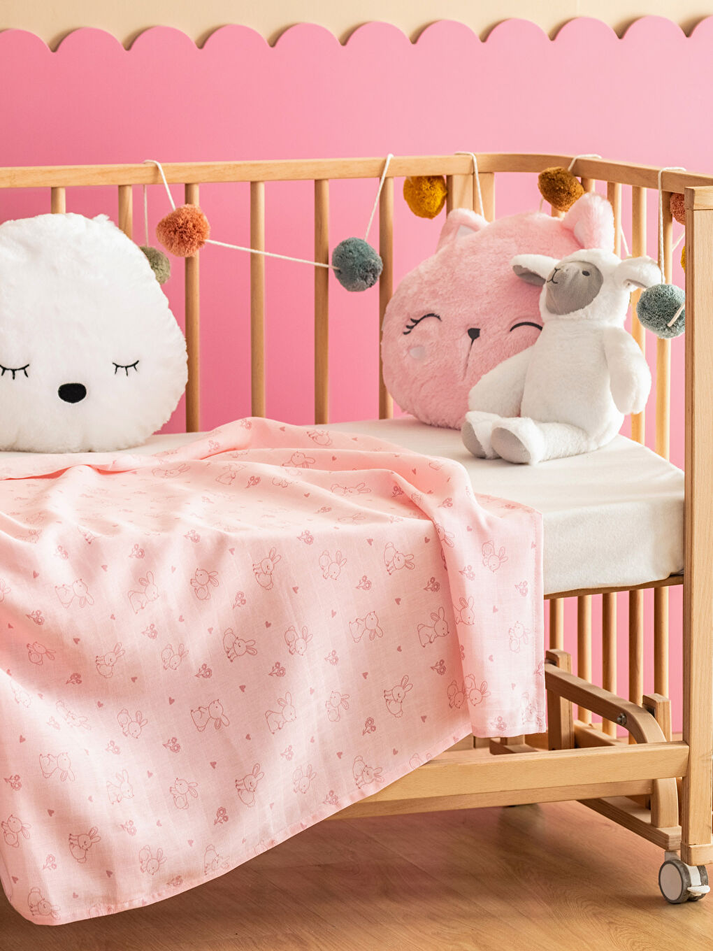 Baskılı Pamuklu Kız Bebek Müslin Bez