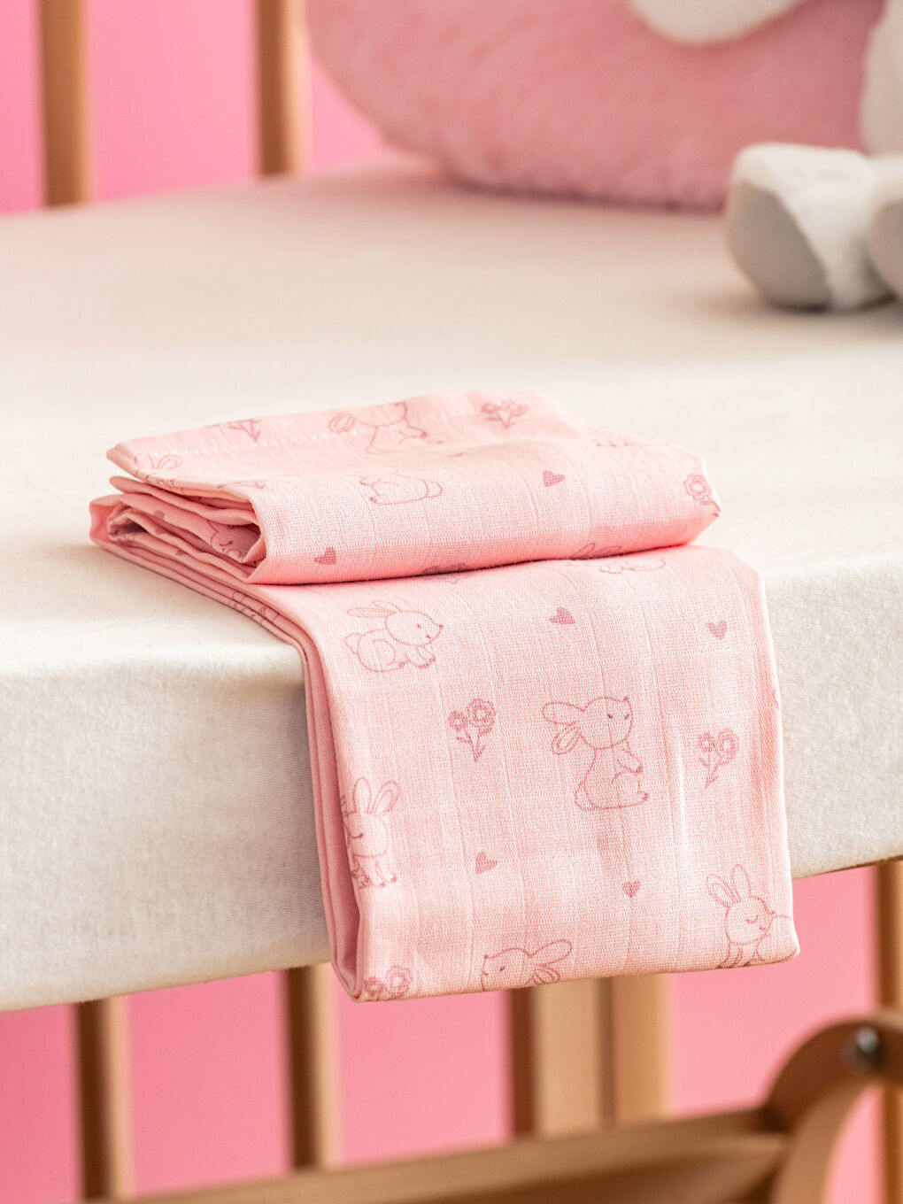 Baskılı Pamuklu Kız Bebek Müslin Bez-1