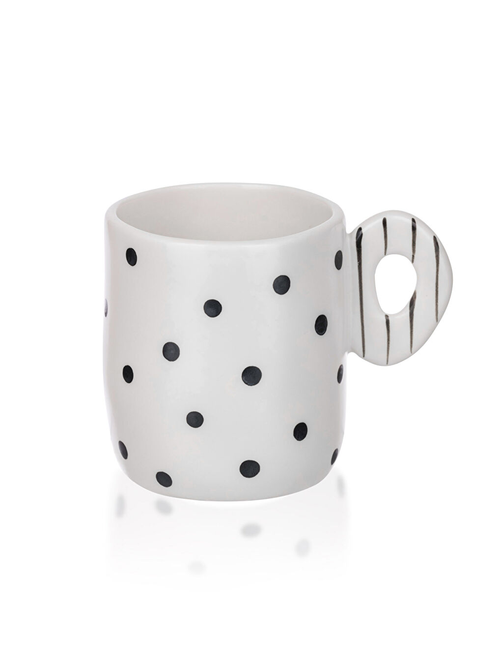 Siyah Baskılı El Yapımı Kahve Fincanı 2 Kişilik-5