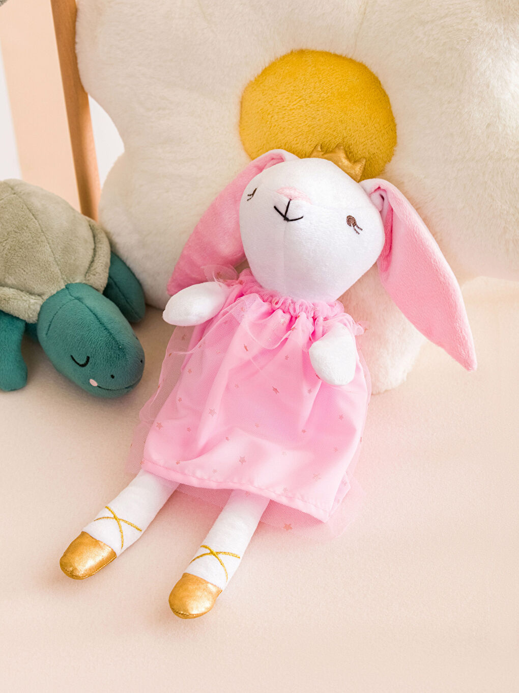 Karışık Tavşan Figürlü Dolgulu Bebek Kırlent 46 cm-1