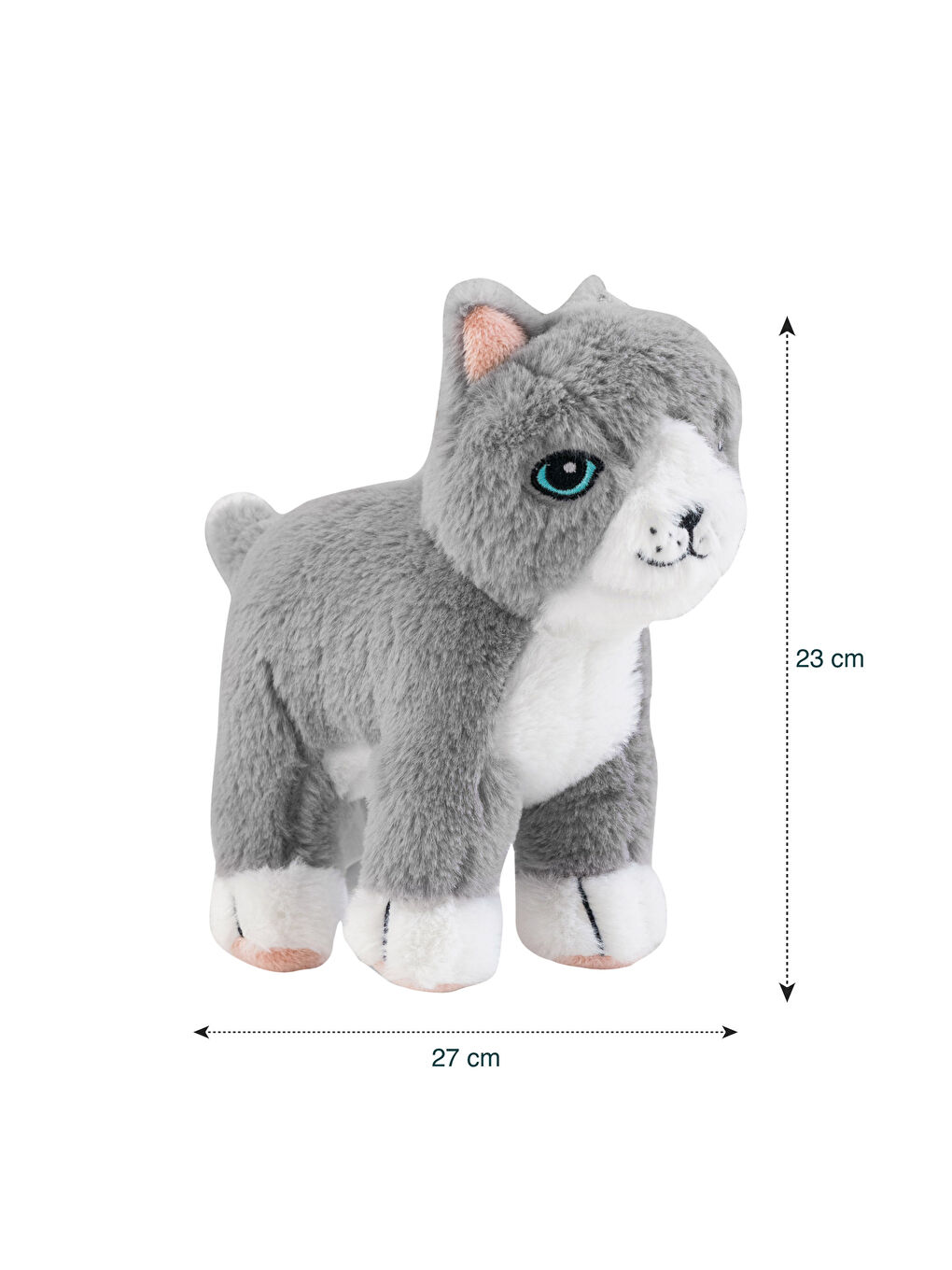 Gri Pelüş Dolgulu Kedi Bebek Kırlent 23x27 cm-3