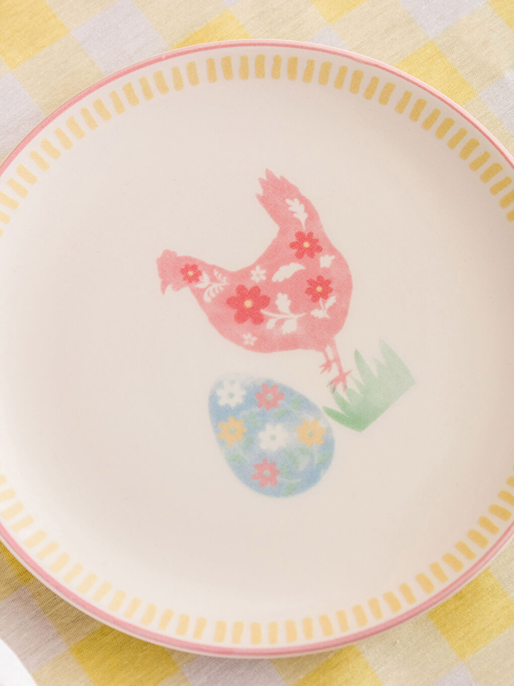 Karışık Tavuk Baskılı Seramik Pasta Tabağı 19 cm-2