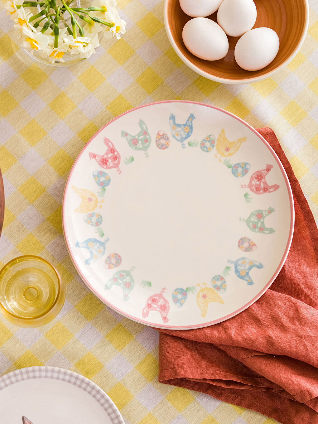 طبق تقديم من السيراميك مطبوع بالدجاج 26 سم