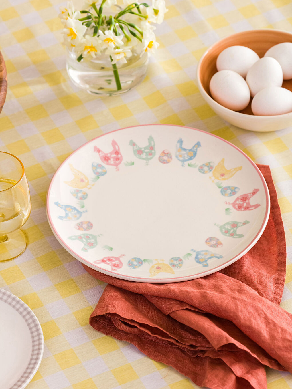 طبق تقديم من السيراميك مطبوع بالدجاج 26 سم-1