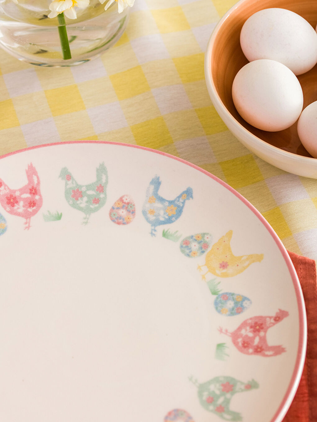 طبق تقديم من السيراميك مطبوع بالدجاج 26 سم-2