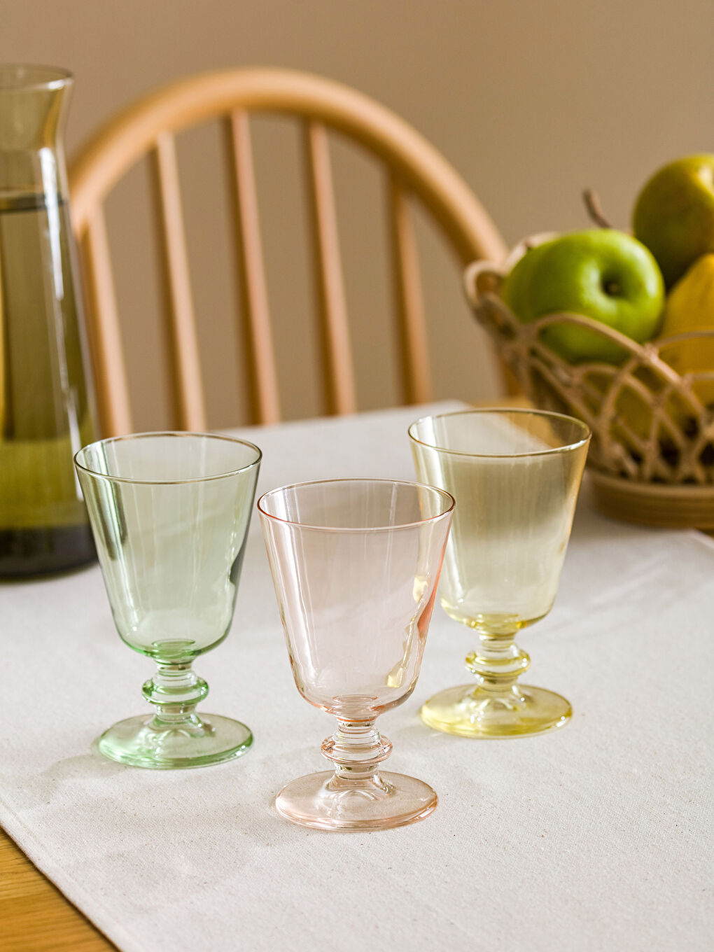 Pembe Cam Kadeh Bardak 3'lü 240 ml-1