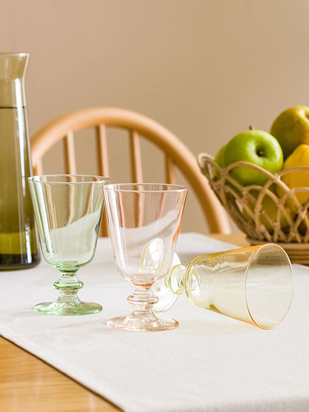 Pembe Cam Kadeh Bardak 3'lü 240 ml-2