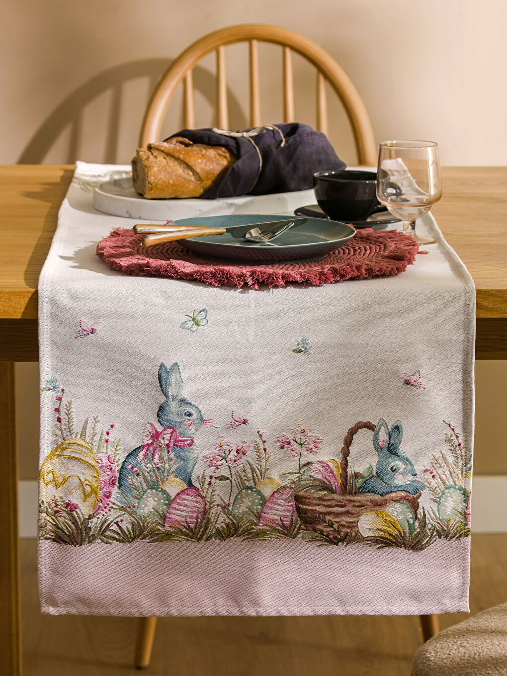 Karışık Tavşan Baskılı Runner 45x120 cm-1