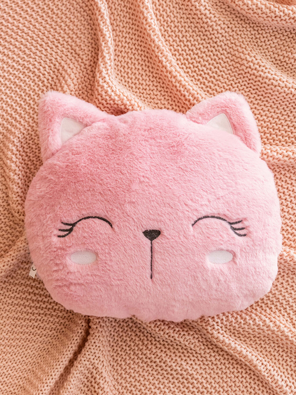 Coussin bébé en peluche brodé Chat 35x45 cm-1