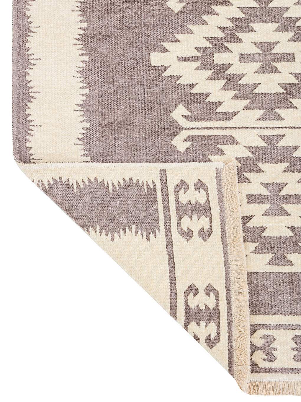 LCW HOME Gri Etnik Desenli Saçaklı Halı 120x180 cm - 3