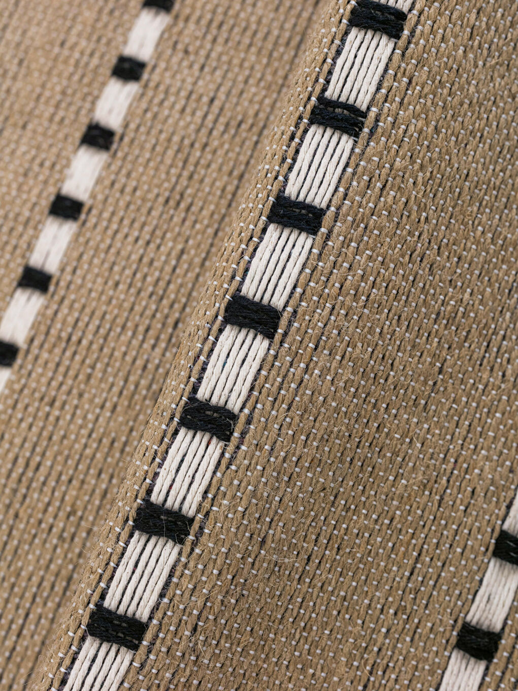 Bej Çizgili Jüt Halı 80x150 cm-2