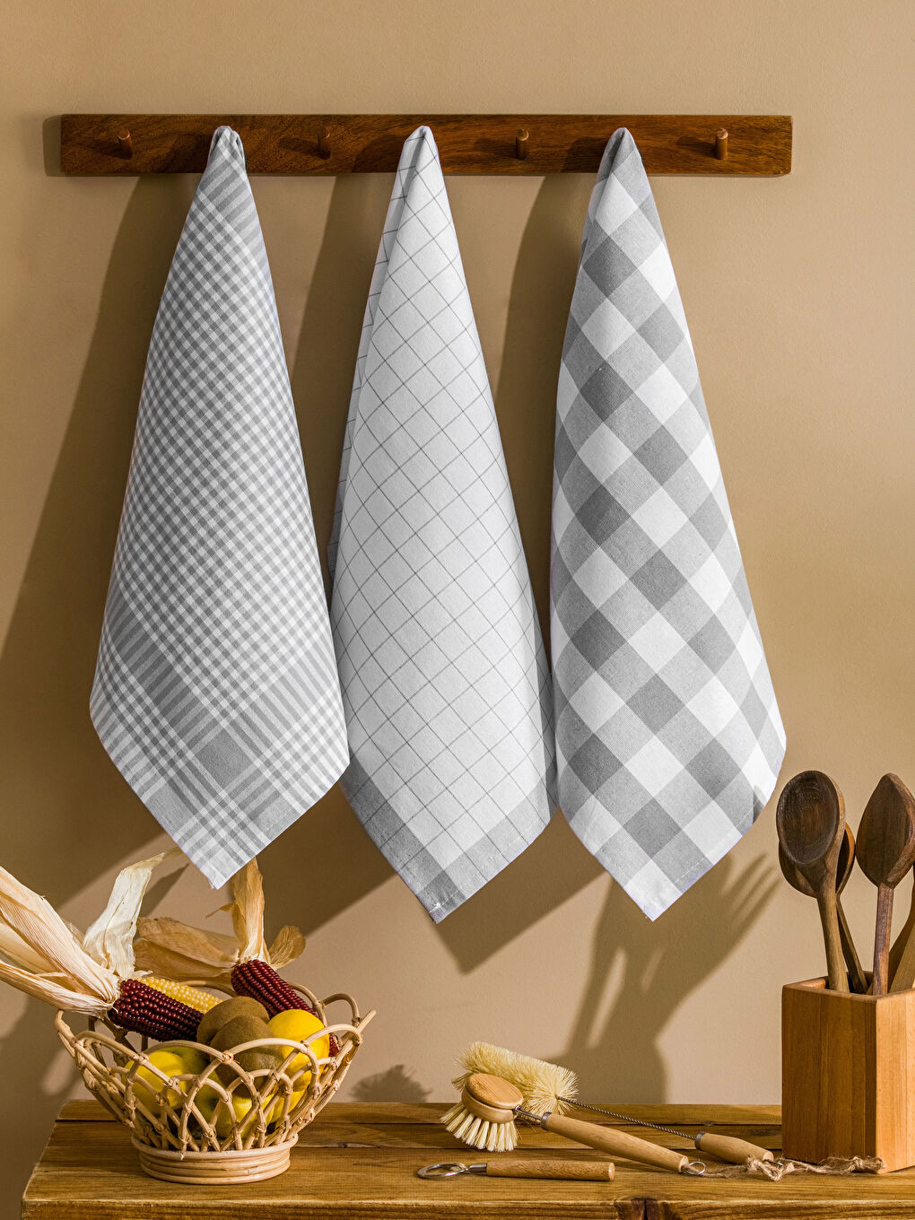 LCW HOME منشفة شاي بنقشة كاروهات ٣ قطع 40x60 سم -S3EG61Z8-SDU
