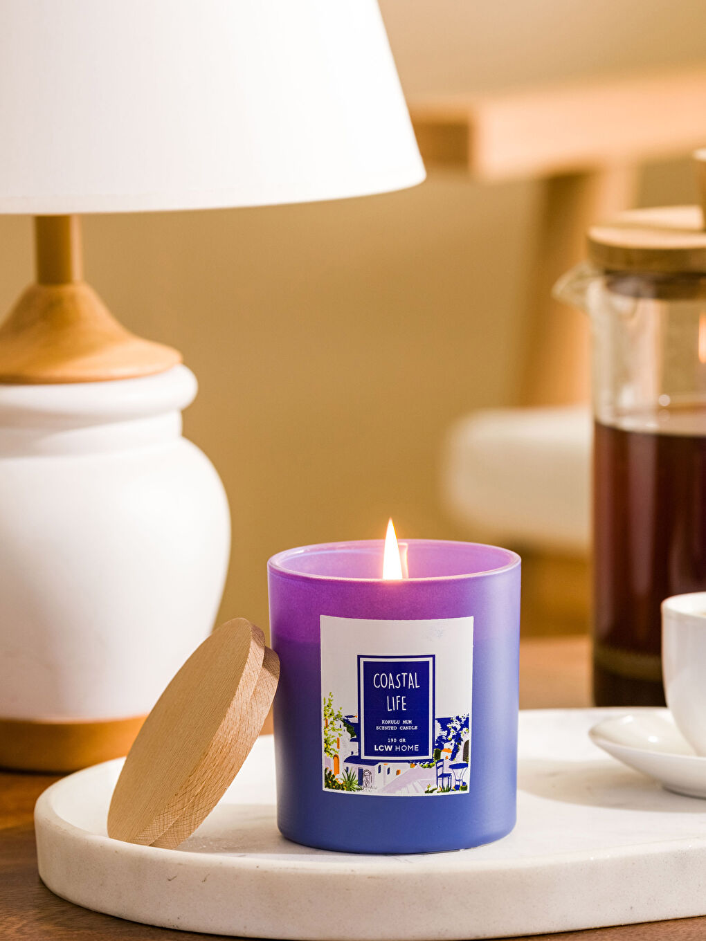 Karışık Kapaklı Kokulu Dekoratif Bardak Mum 190 g