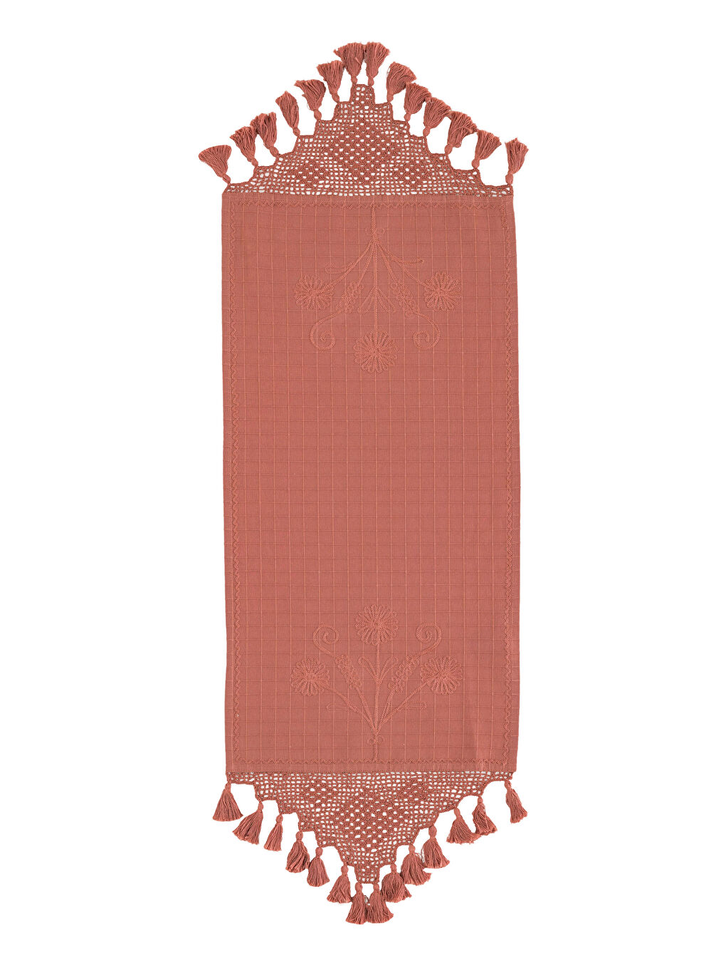 Kırmızı Dantel İşlemeli Runner 45x120 cm-2