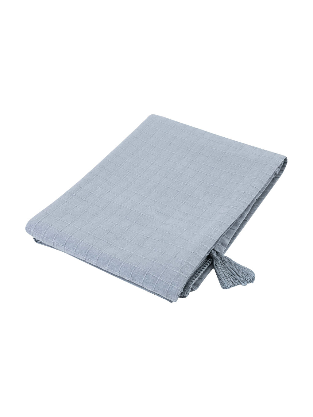 Mavi Püsküllü Dantel Detaylı Masa Örtüsü 150x220 cm-4