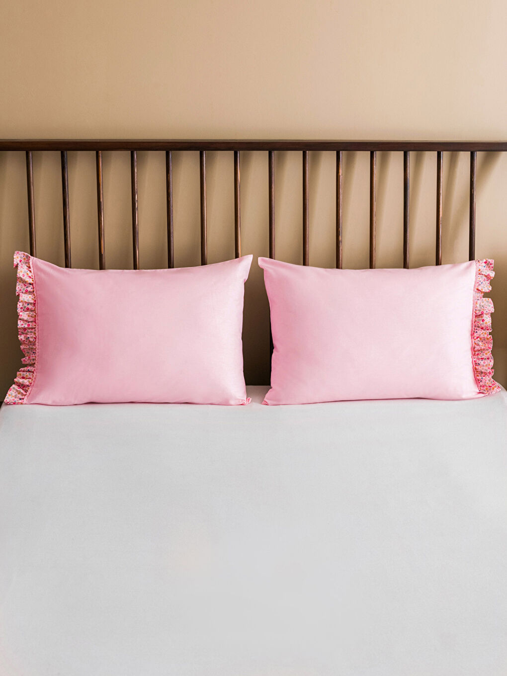 Lot de 2 Taies d'Oreiller en Coton avec Détail à Volants 50x70 cm-1