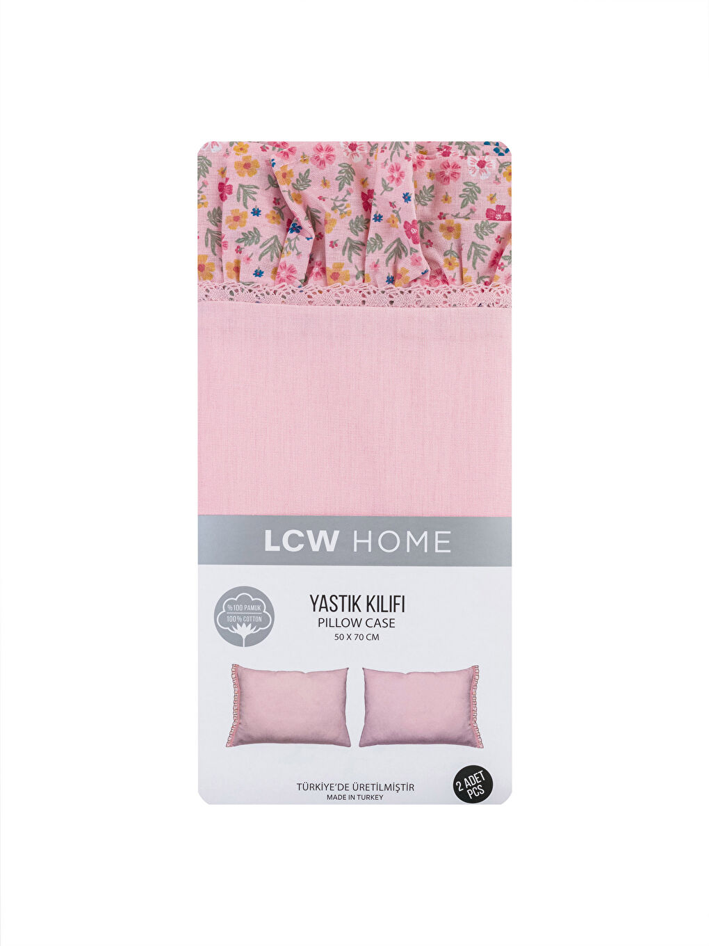 Lot de 2 Taies d'Oreiller en Coton avec Détail à Volants 50x70 cm-3