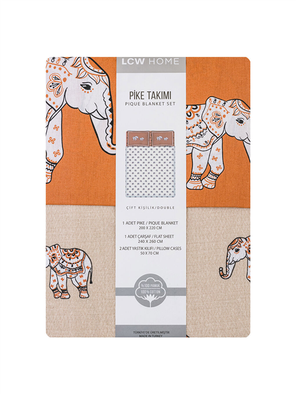 Karışık Desenli Çift Kişilik Pike Takımı-7