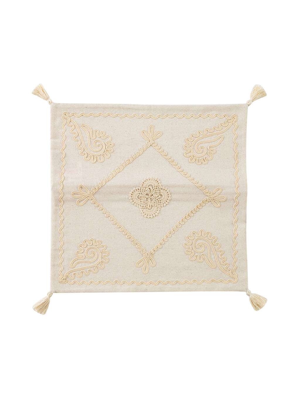 غطاء وسادة بتفاصيل دانتيل 45x45 سم-4