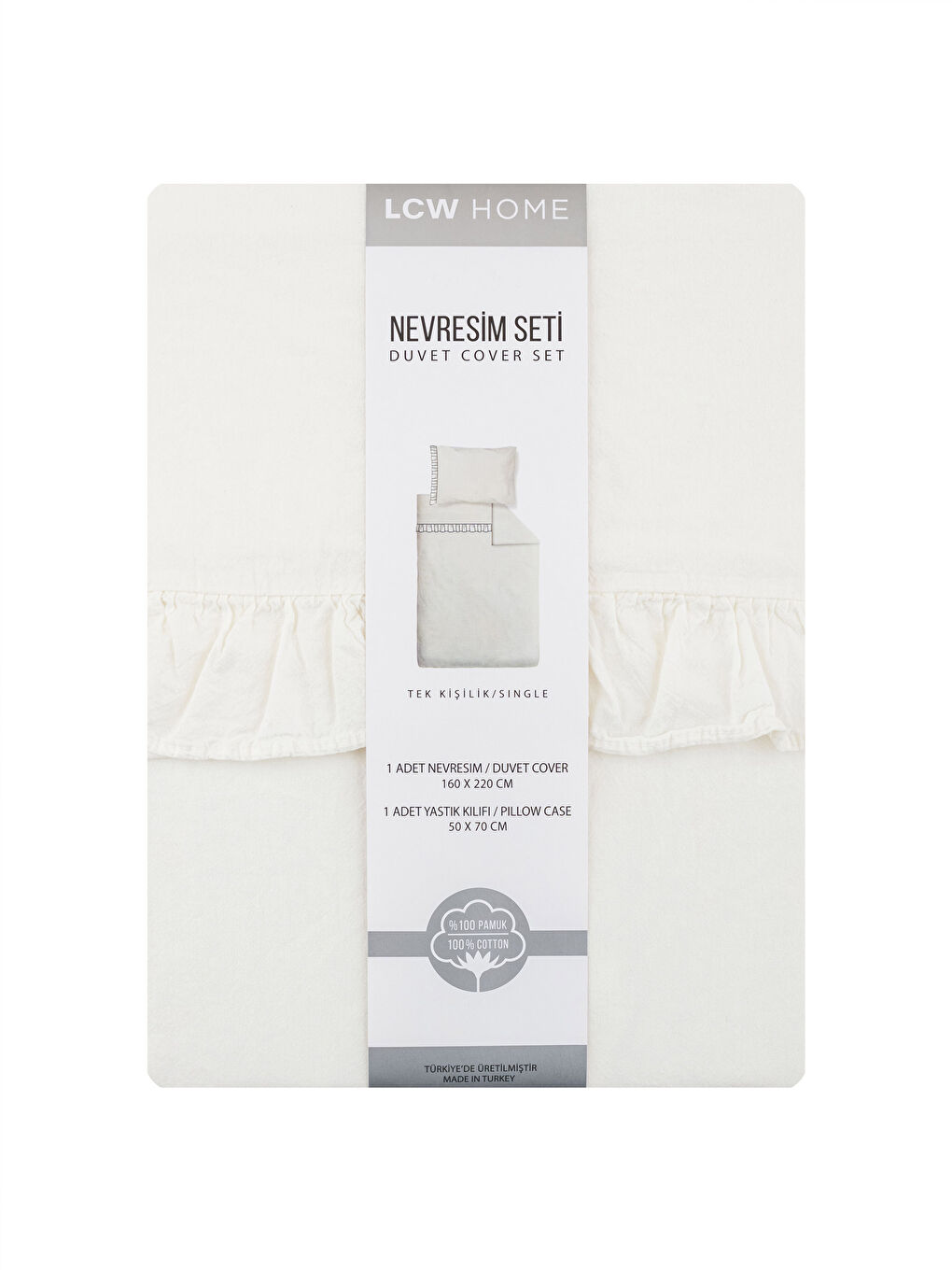 Beyaz Fırfır Detaylı Tek Kişilik Nevresim Seti-6